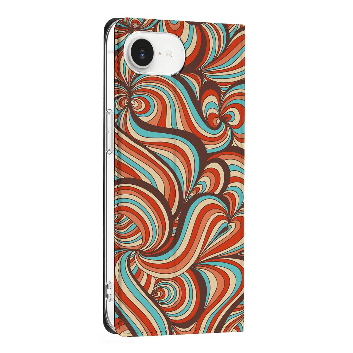 Apple iPhone 16e Bookcase Retro design retro kleuren aanzicht
