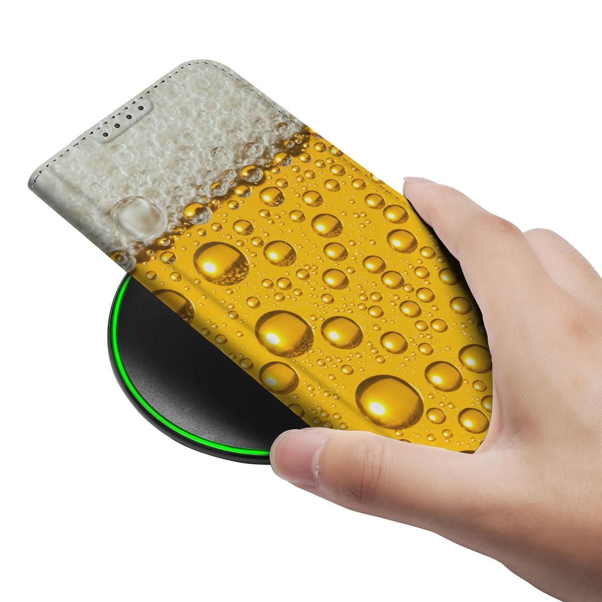 Apple iPhone 16e Flip Style Cover Bier bierprint hand omhoog aanzicht