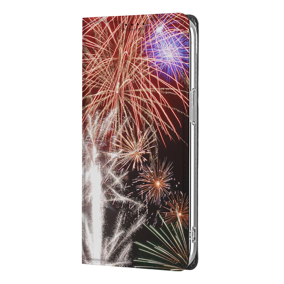 Apple iPhone 16e Hippe Standcase Vuurwerk Vuurwerk ontwerp zijaanzicht