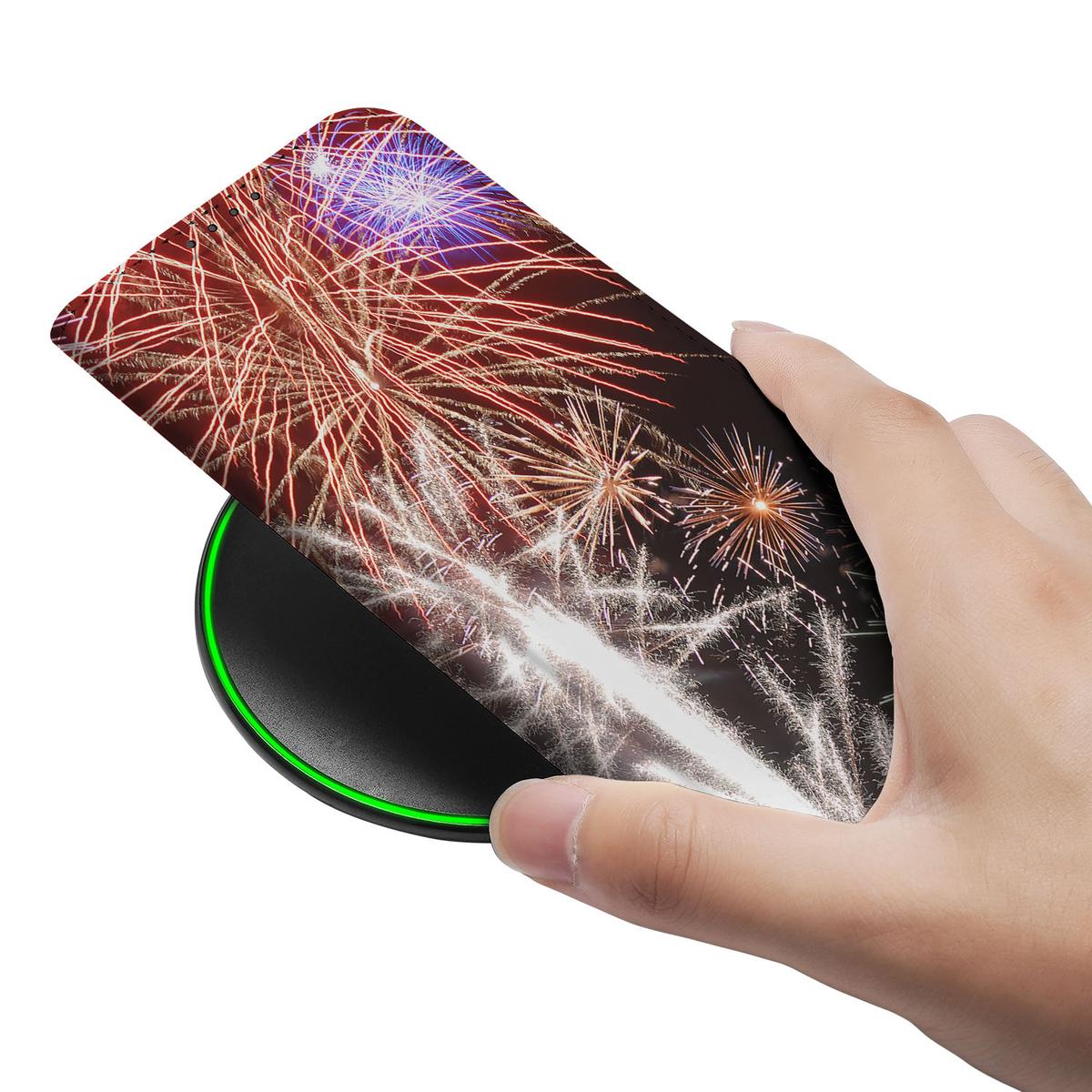 Apple iPhone 16e Hippe Standcase Vuurwerk siervuurwerk design hand aanzicht