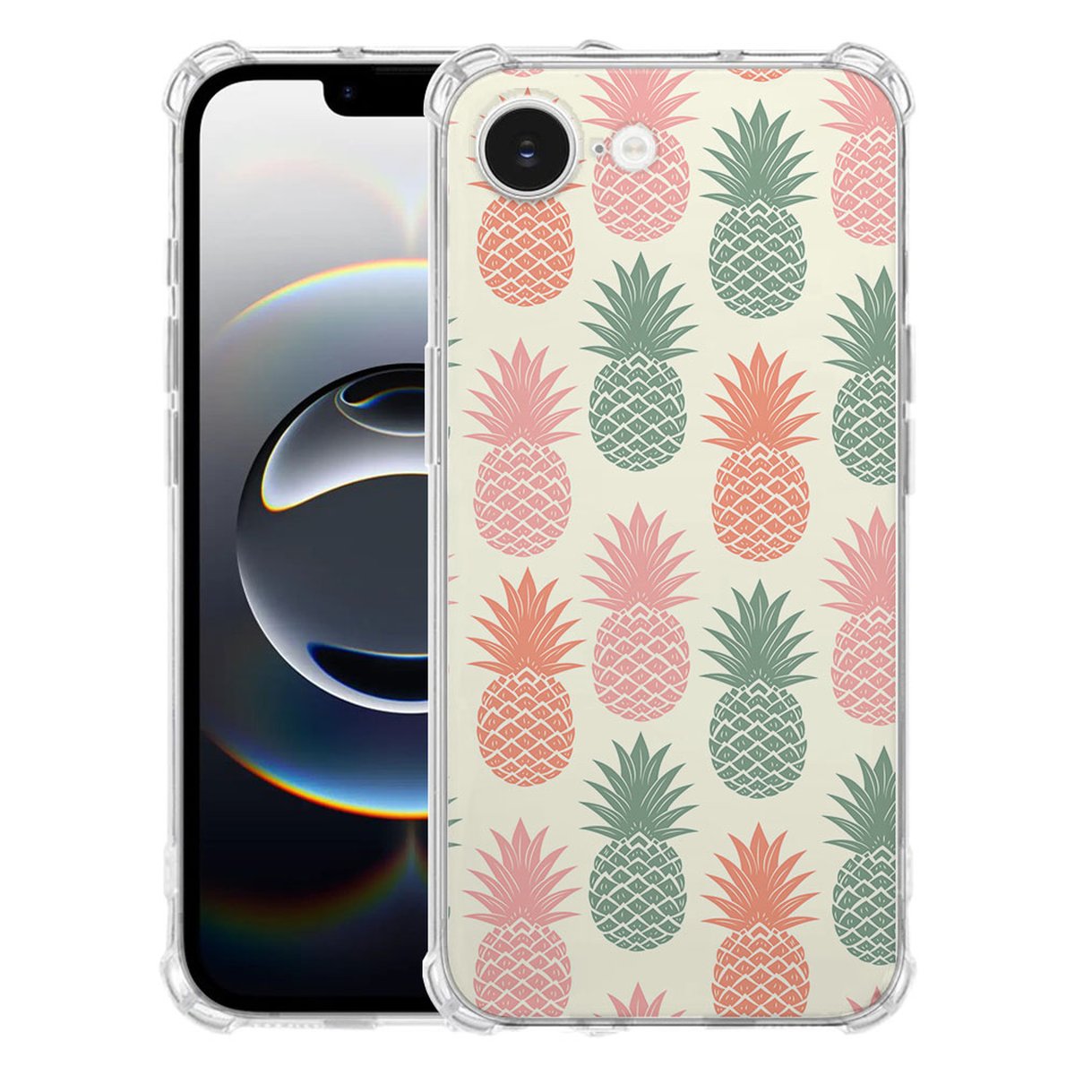 Apple iPhone 16e Hoesje - Ananas TPU Antishock ananas design achterkant transparant