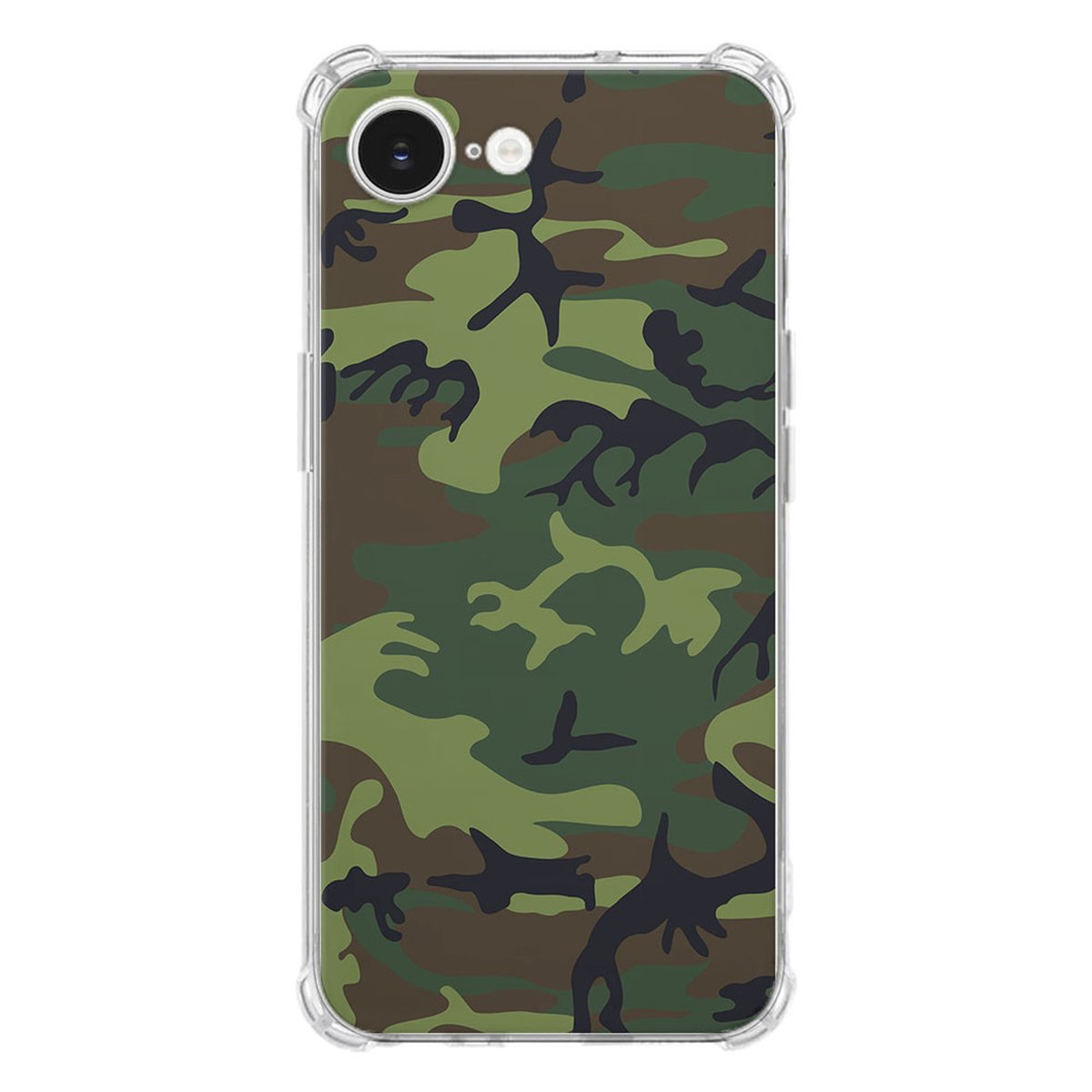 Apple iPhone 16e Hoesje - Army Dark TPU Antishock camouflage design achterkant