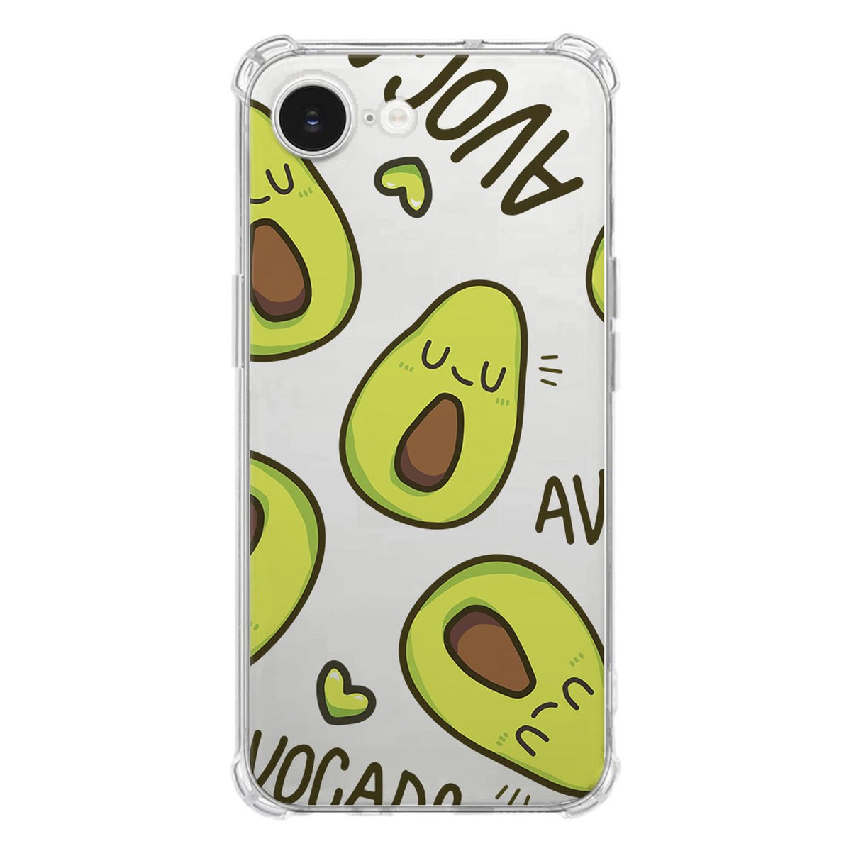 Apple iPhone 16e Hoesje - Avocado Singing TPU Antishock Avocado cartoon design transparant achterkant