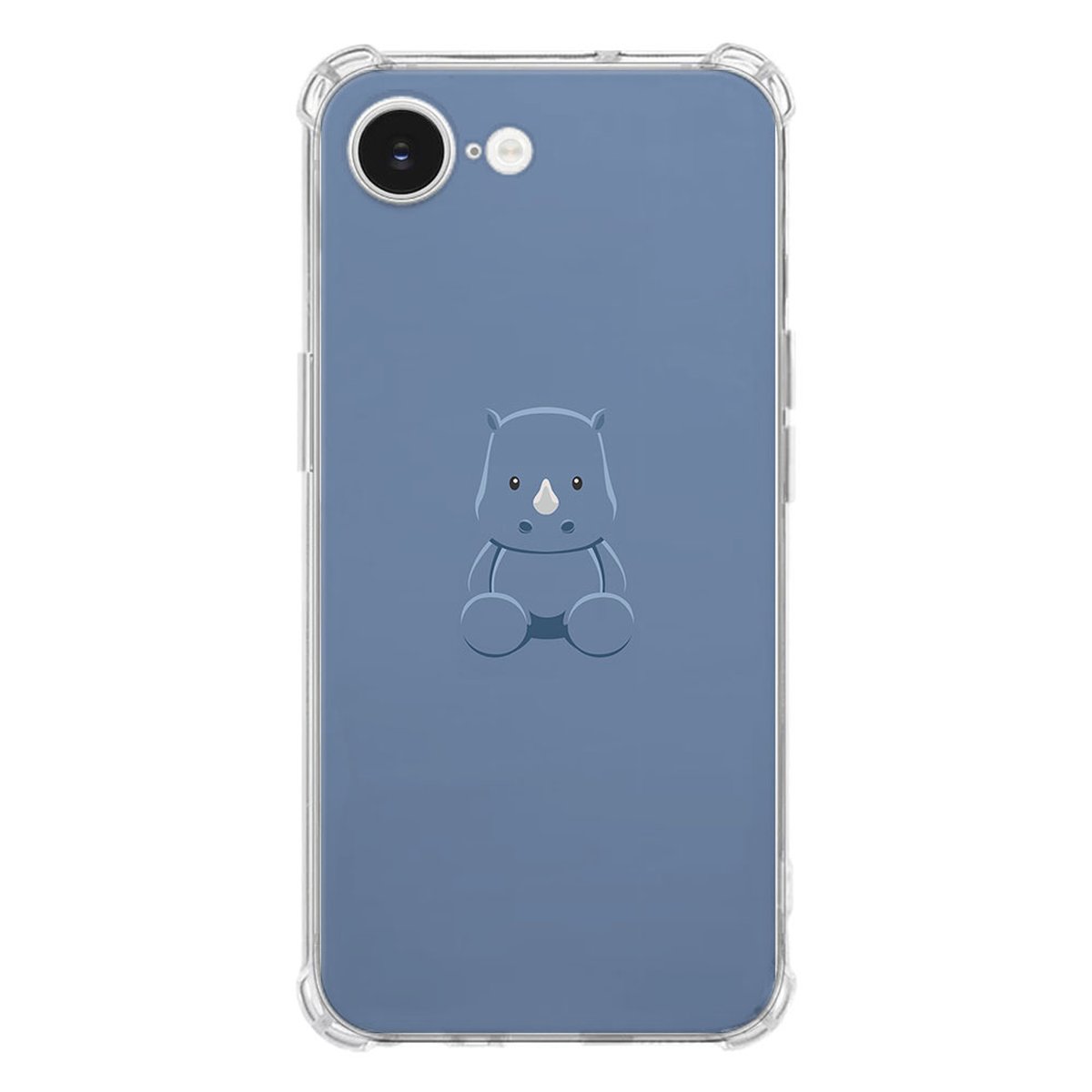 Apple iPhone 16e Hoesje - Baby Rhino TPU Antishock schattig dierenontwerp transparant aanzicht