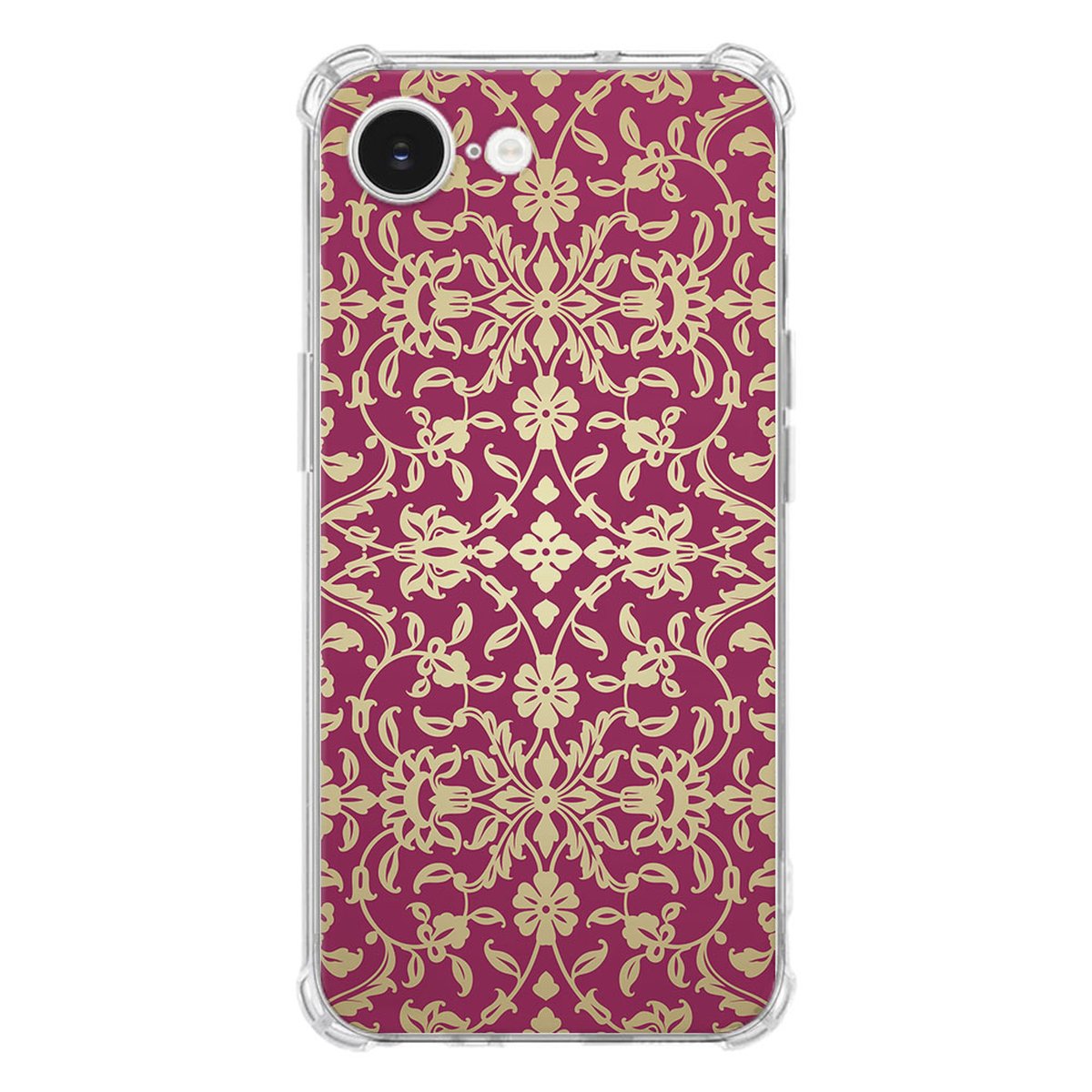 Apple iPhone 16e Hoesje - Barok Pink TPU Antishock barok roze design achterkant