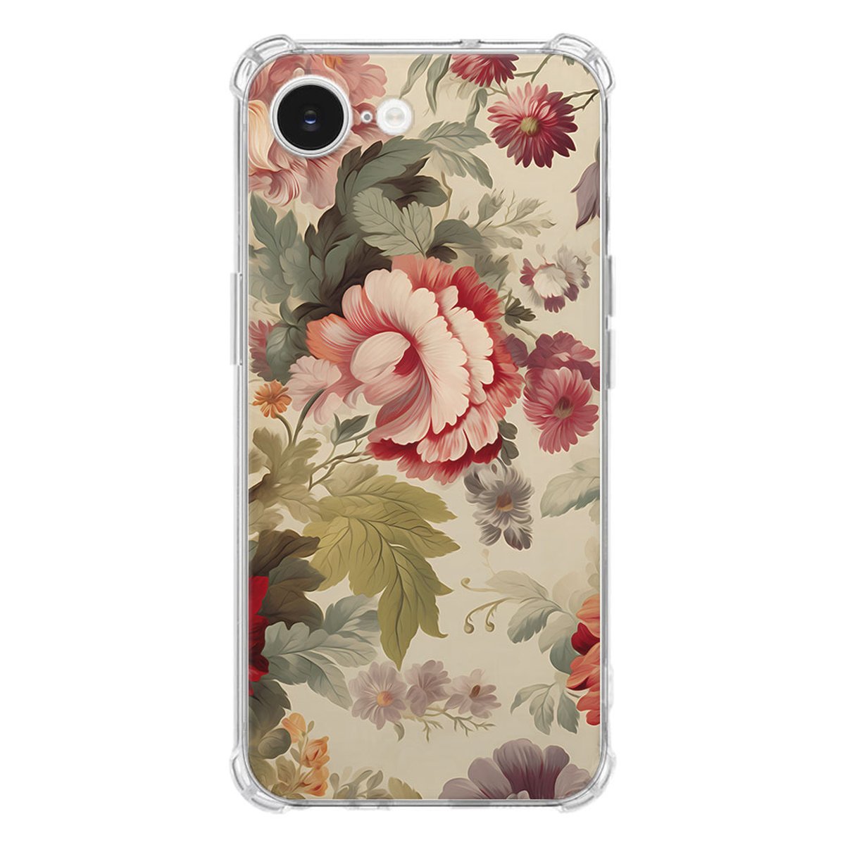 Apple iPhone 16e Hoesje - Bloemen TPU Antishock bloemenprint achterkant transparant