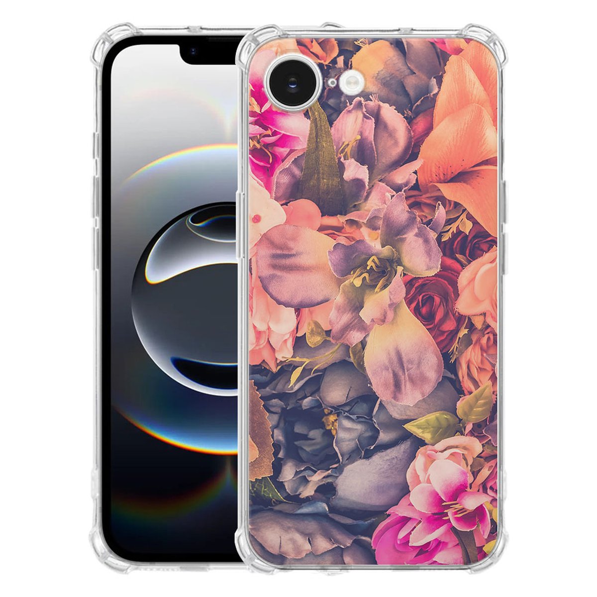Apple iPhone 16e Hoesje - Bosje Bloemen TPU Antishock bloemetjes print transparant schokbestendig
