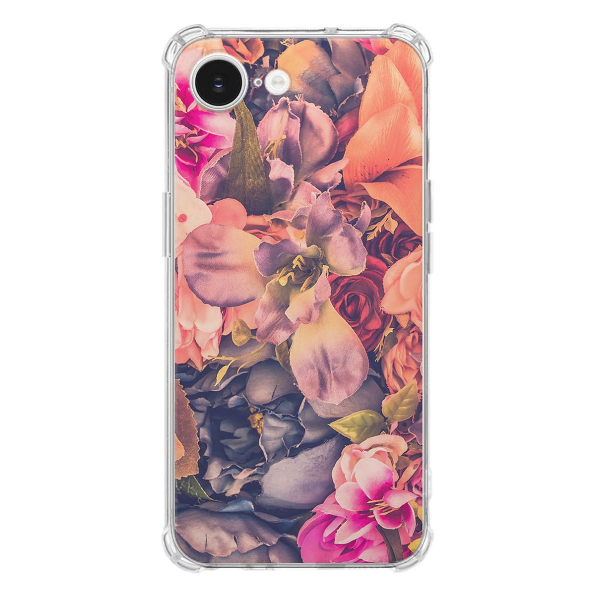 Apple iPhone 16e Hoesje - Bosje Bloemen TPU Antishock bloemenprint transparant