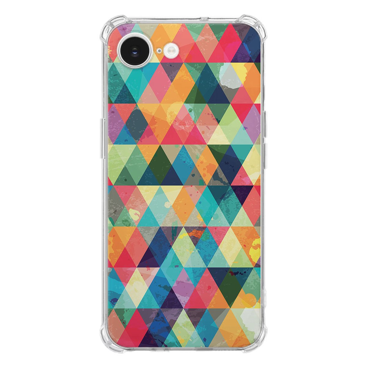 Apple iPhone 16e Hoesje - Geruit TPU Antishock kleurrijk design achterkant