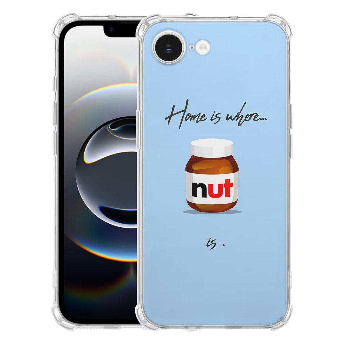 Apple iPhone 16e Hoesje - Hoesje Nut Home TPU Antishock transparant design met pot Nut aanzicht