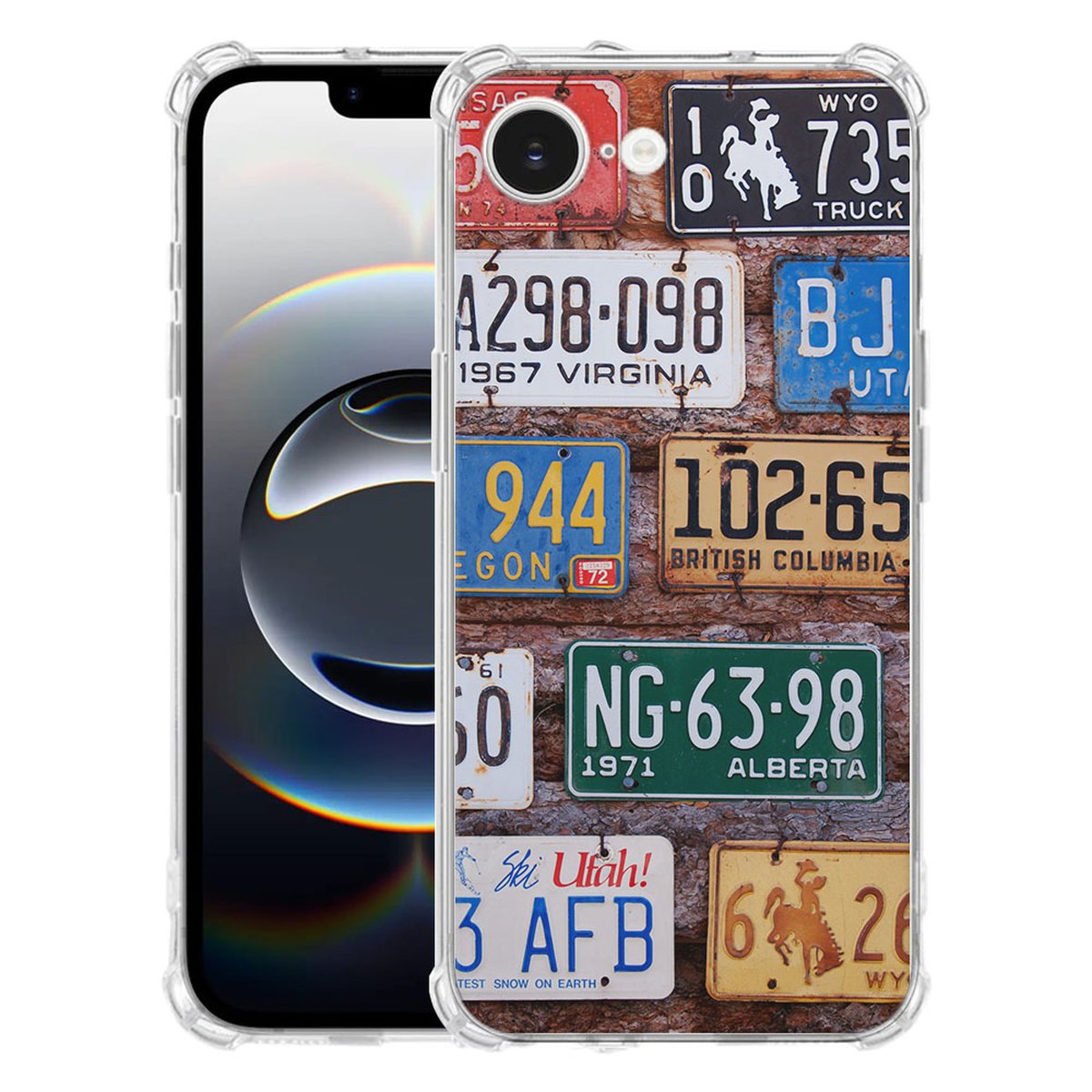 Apple iPhone 16e Hoesje - Kentekenplaten TPU Antishock transparant achterkant design autotags