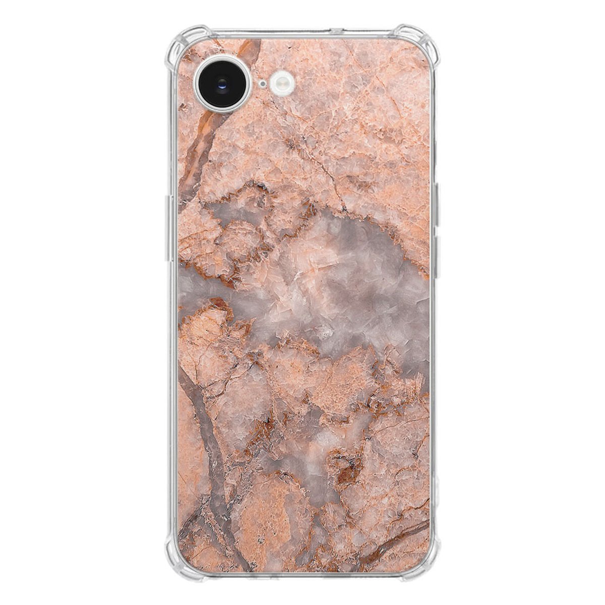 Apple iPhone 16e Hoesje - Marmer Oranje TPU Antishock marmer oranje achterkant ontwerp