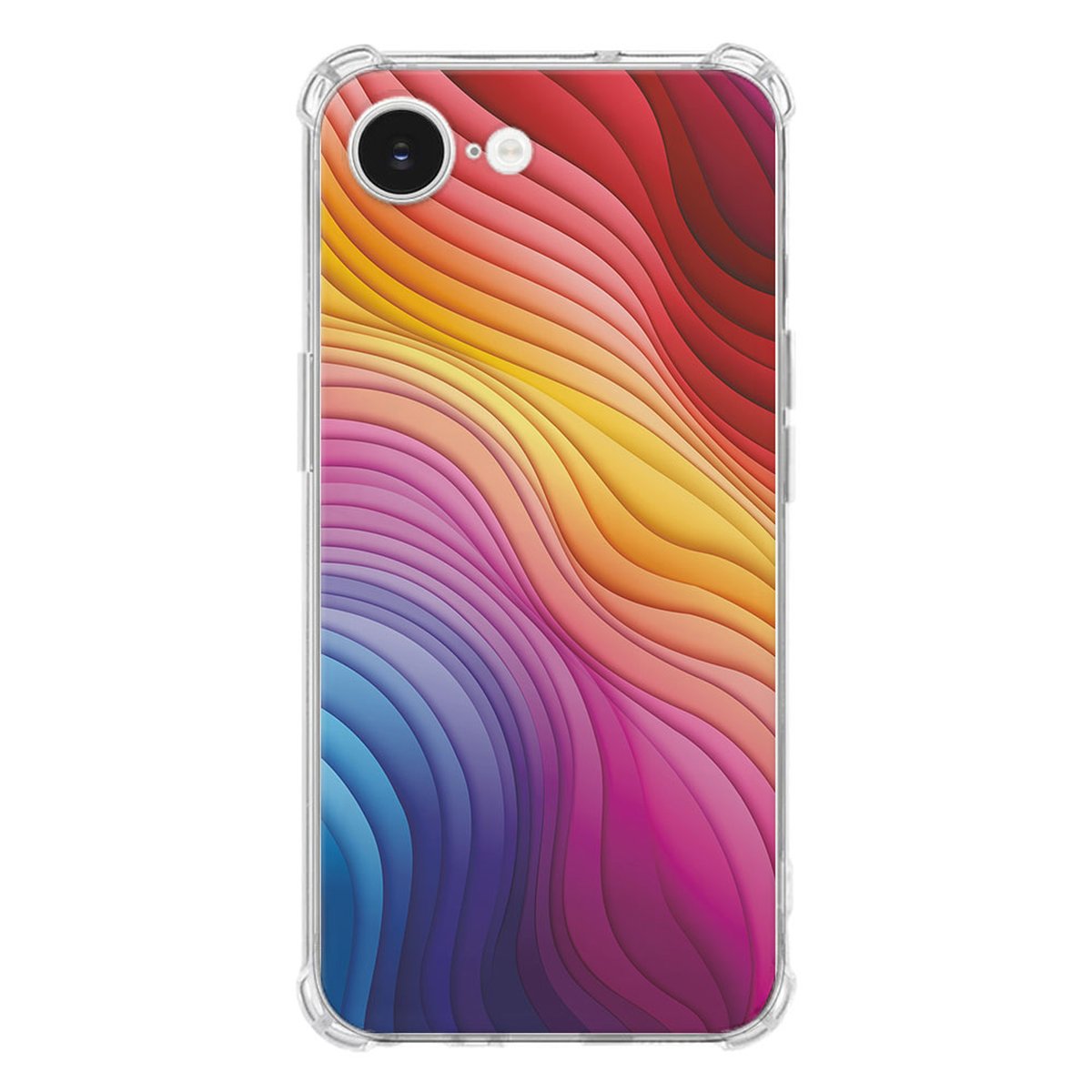 Apple iPhone 16e Hoesje - Regenboog TPU Antishock kleurrijk design achteraanzicht