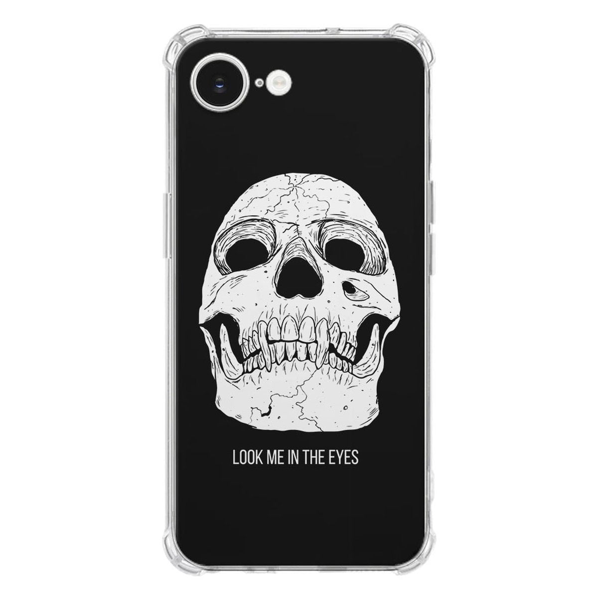 Apple iPhone 16e Hoesje - Skull Eyes TPU Antishock zwart skull design voorkant