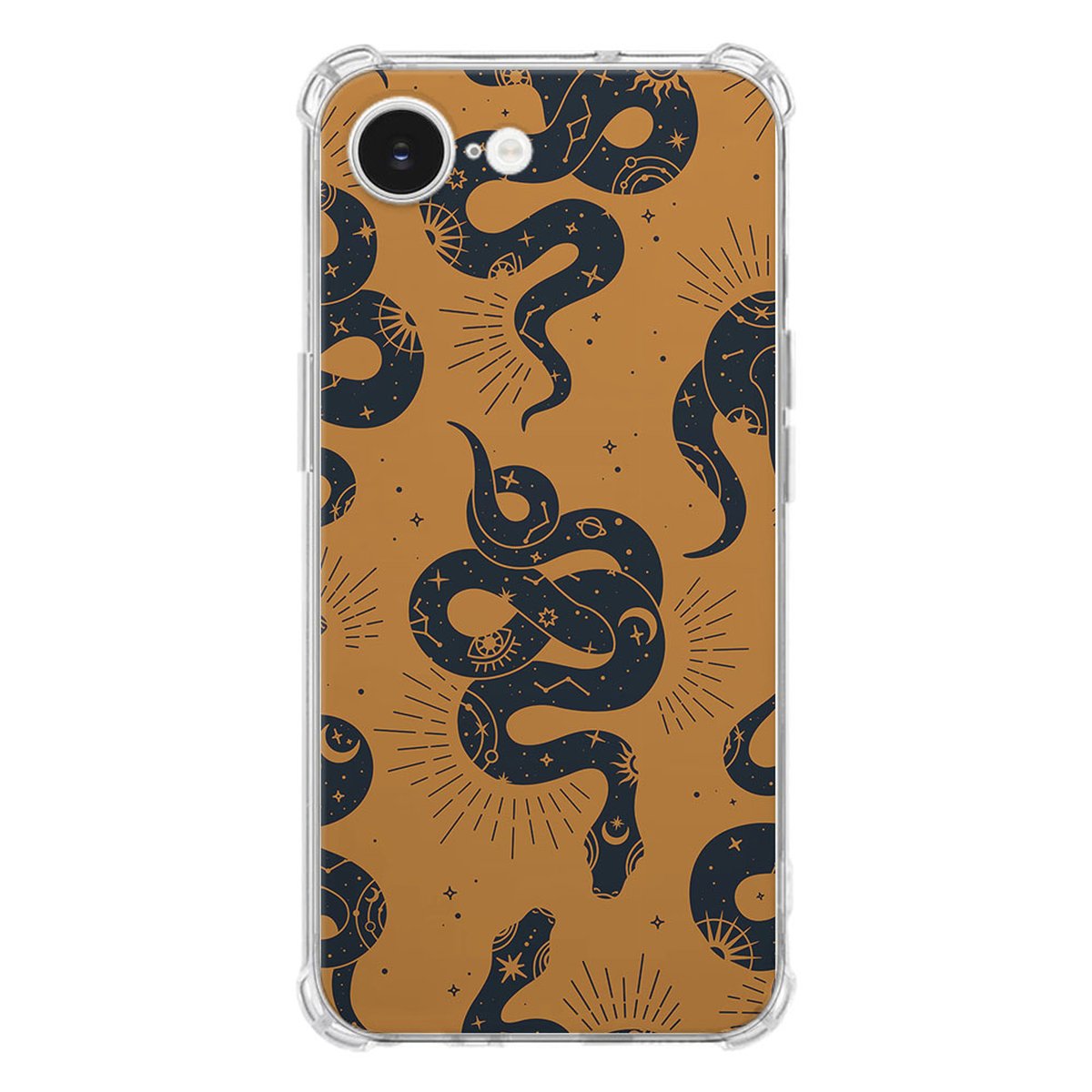 Apple iPhone 16e Hoesje Snakes TPU Antishock snakes ontwerp achterzijde