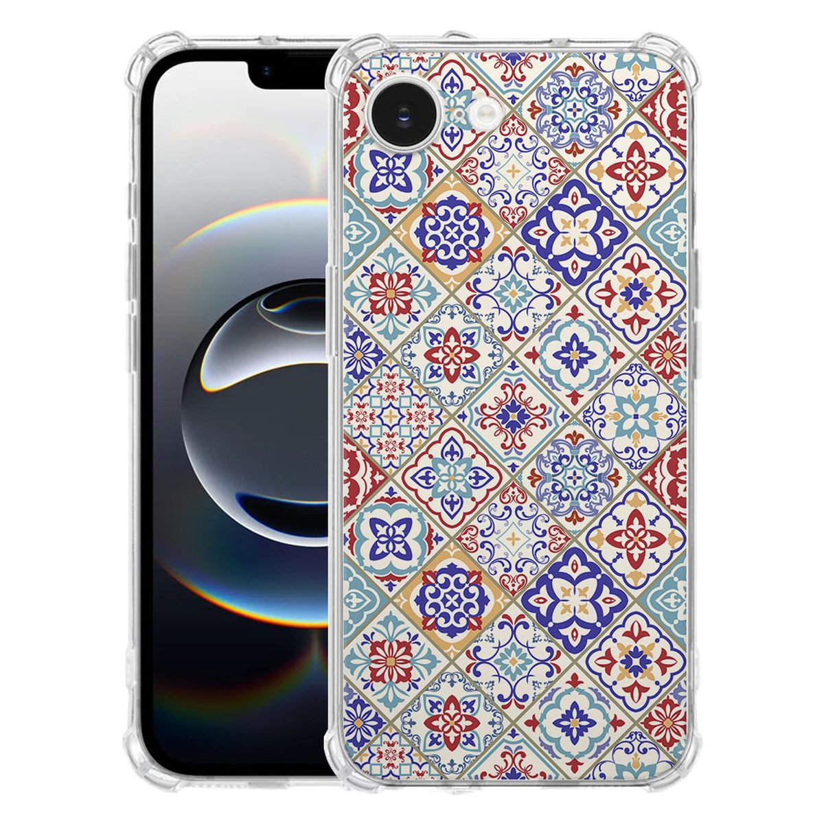 Apple iPhone 16e Hoesje - Tiles Color TPU Antishock hoesje designnaam achteraanzicht