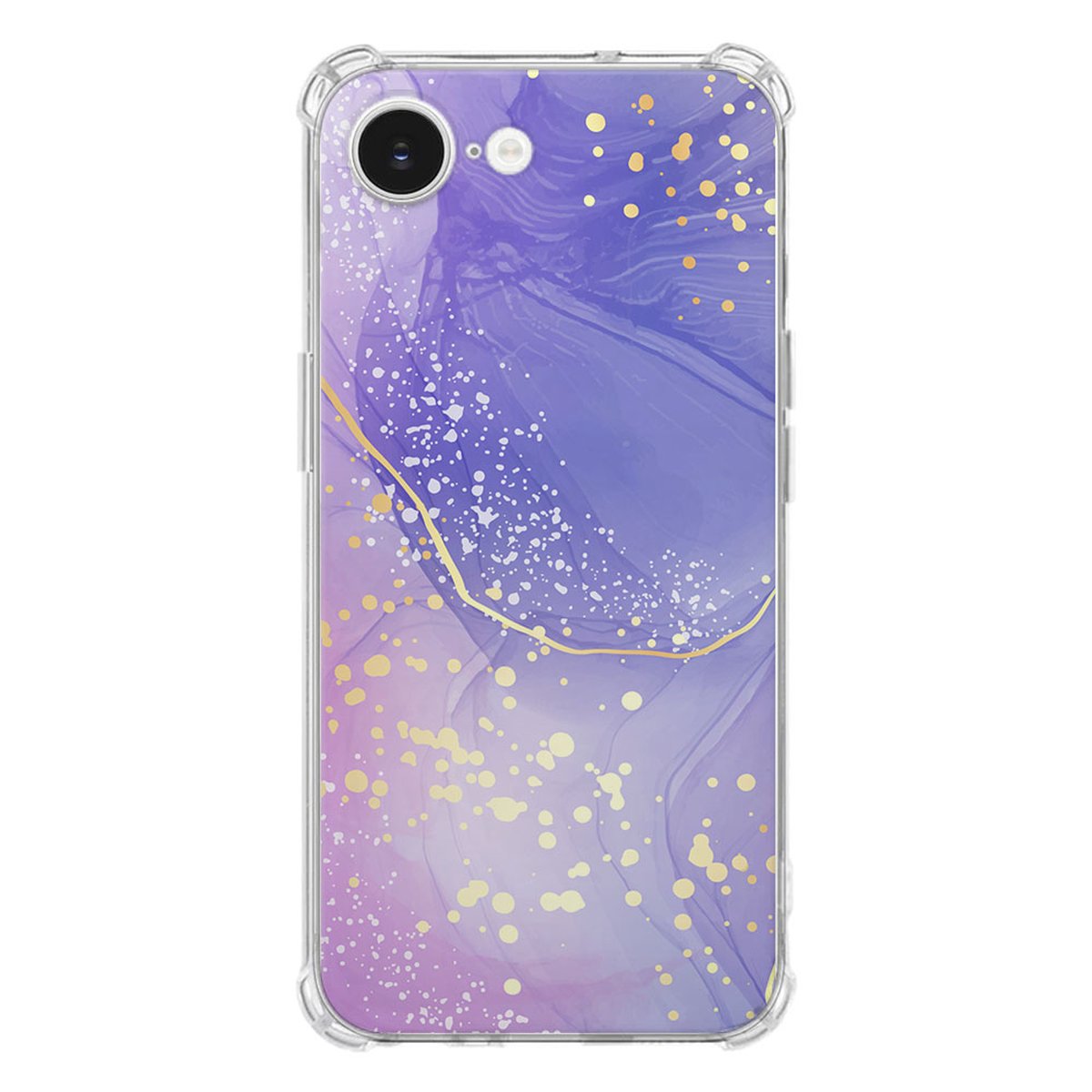Apple iPhone 16e Hoesje - Watercolor Paars TPU Antishock watercolor paars voorkant