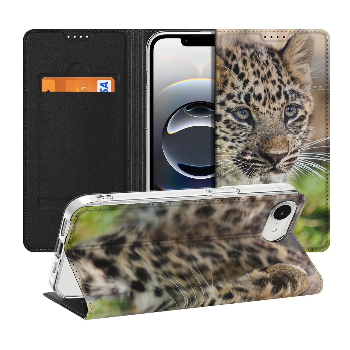 Apple iPhone 16e Hoesje maken Baby Luipaard hoesje leopard design voorkant
