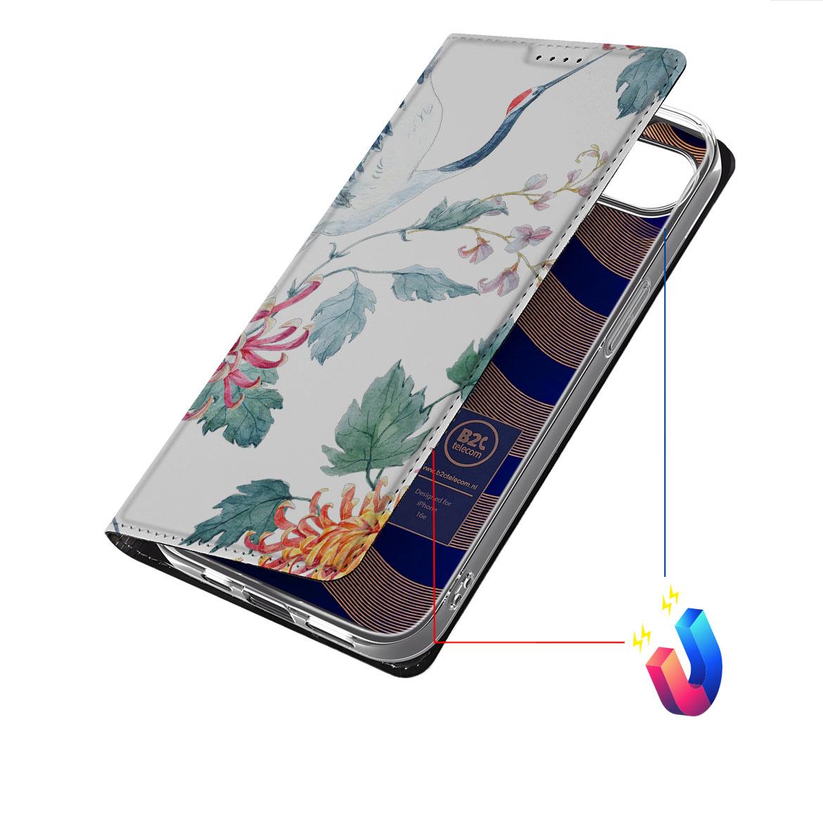 Apple iPhone 16e Hoesje maken Bird Flowers hoesje design bloemen zijkant