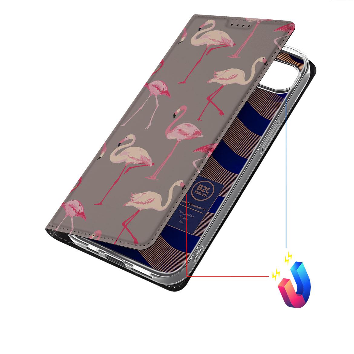 Apple iPhone 16e Hoesje maken Flamingo hoesje flamingo's open