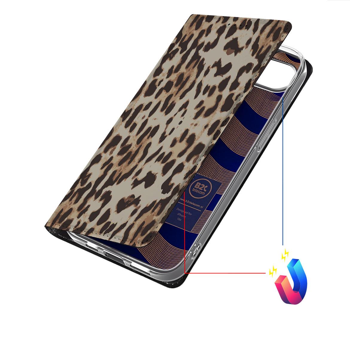 Apple iPhone 16e Hoesje maken Leopard hoesje luipaardprint achteraanzicht
