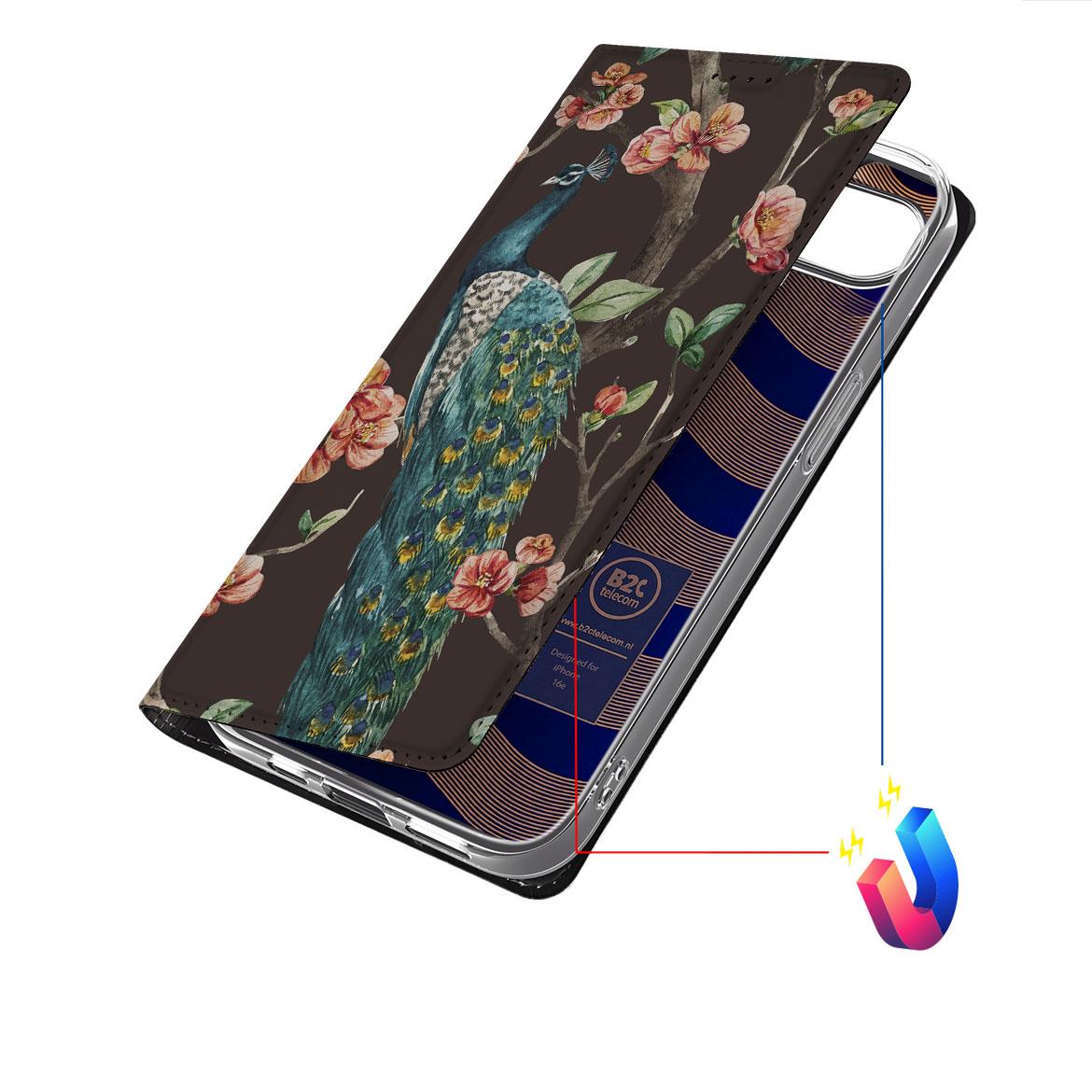 Apple iPhone 16e Hoesje maken Pauw met Bloemen hoesje pauw bloemen stand case