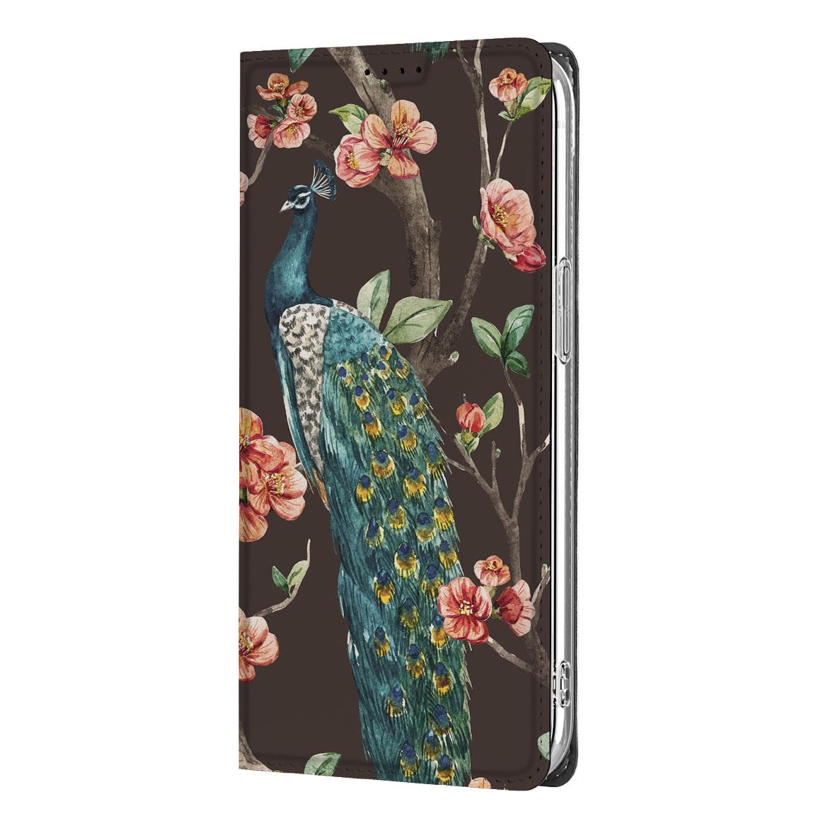 Apple iPhone 16e Hoesje maken Pauw met Bloemen stand case pauw bloemen aanzicht