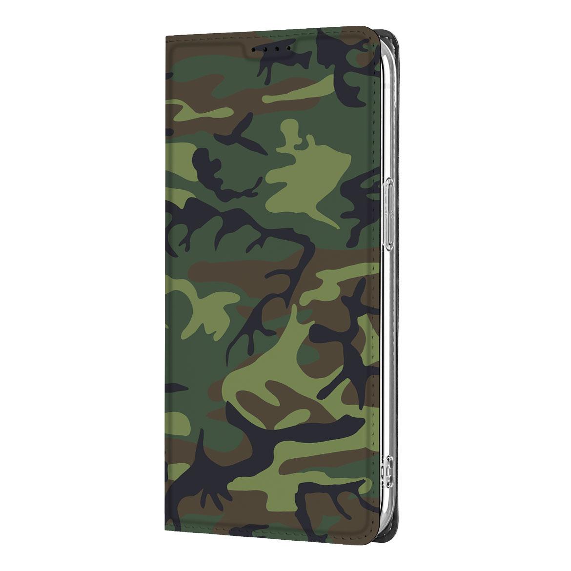 Apple iPhone 16e Hoesje met Magneet Army Dark camouflage design voorkant