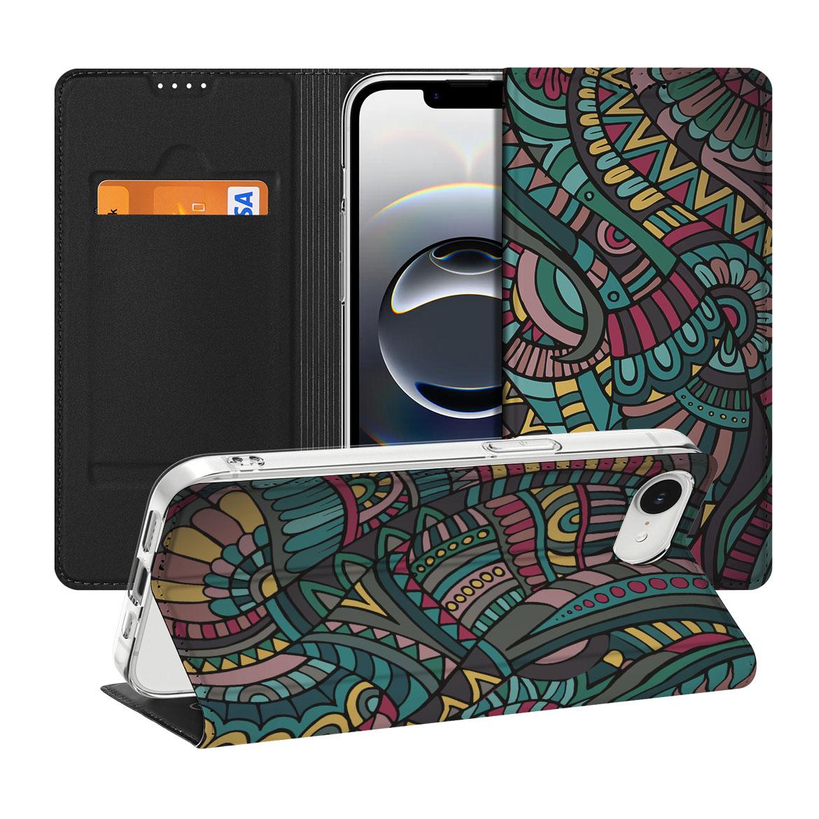 Apple iPhone 16e Hoesje met Magneet Aztec retro design vooraanzicht