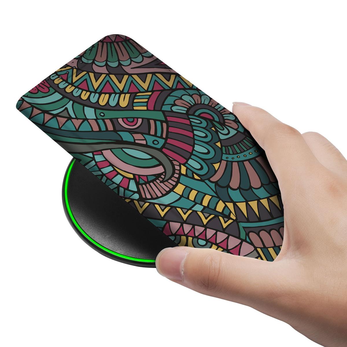 Apple iPhone 16e Hoesje met Magneet Aztec retro design hand aanzicht