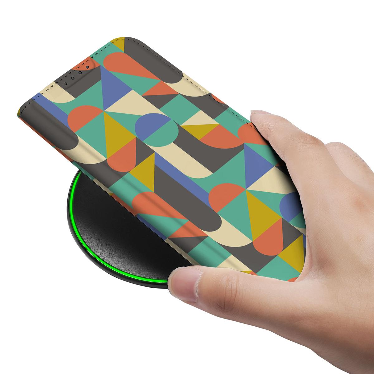 Apple iPhone 16e Hoesje met Magneet Funky Retro hand aan wireless oplader kleurrijk design