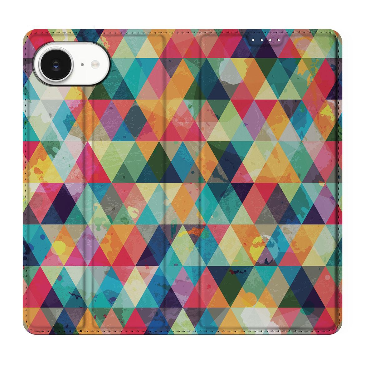 Apple iPhone 16e Hoesje met Magneet Geruit geruit design zijaanzicht