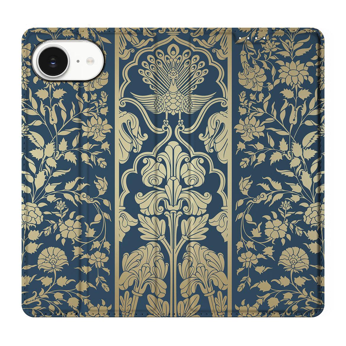 Apple iPhone 16e Smart Cover Beige Flowers design Beige Flowers aanzicht