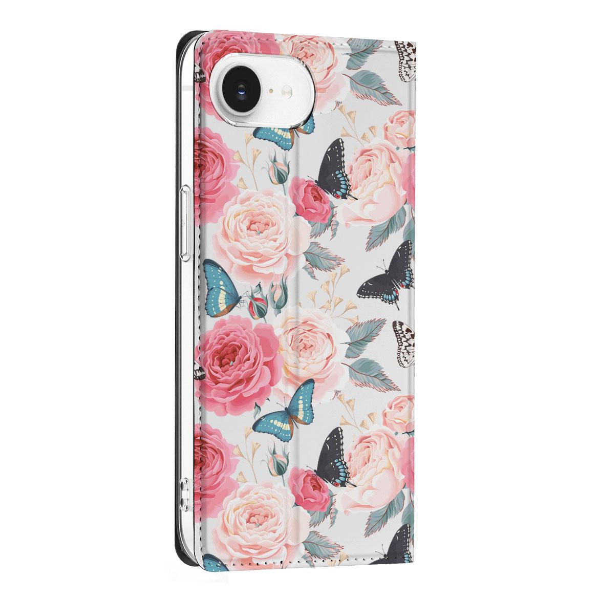 Apple iPhone 16e Smart Cover Butterfly Roses zijaanzicht