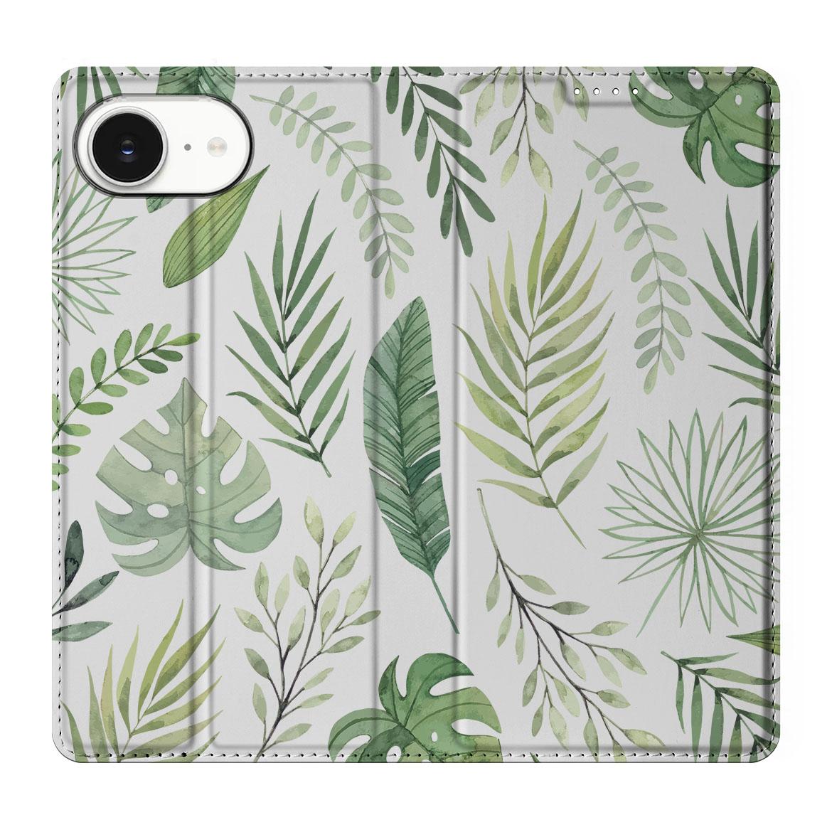 Apple iPhone 16e Smart Cover Leaves bladeren groen design vooraanzicht