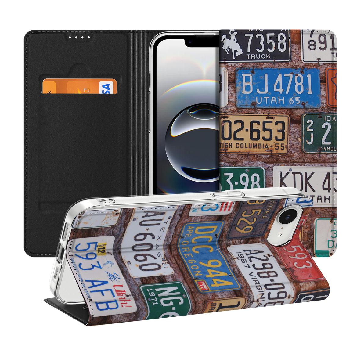 Apple iPhone 16e Stand Case Kentekenplaten Amerikaanse kentekenplaten vooraanzicht