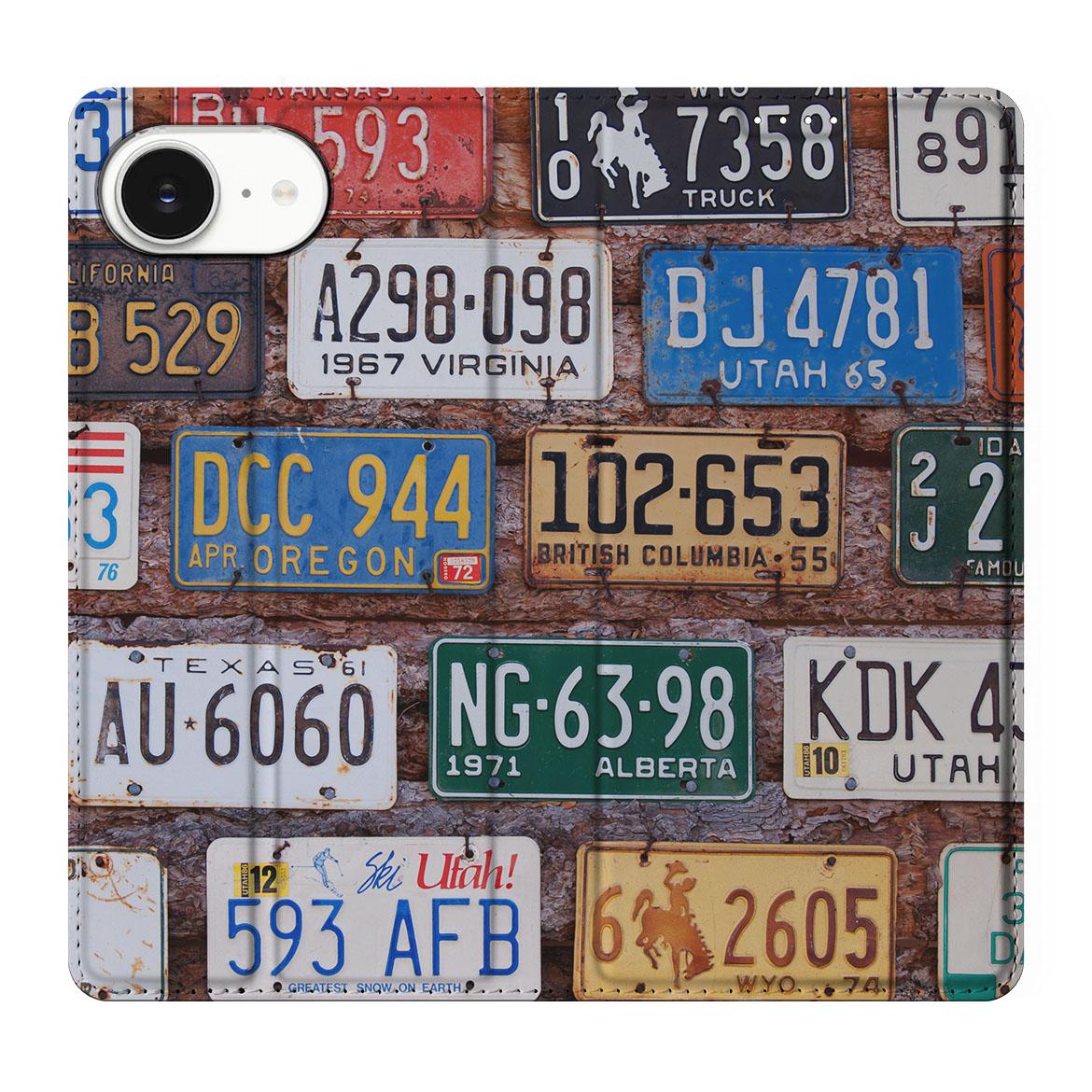 Apple iPhone 16e Stand Case Kentekenplaten Amerikaanse kentekenplaten design aanzicht