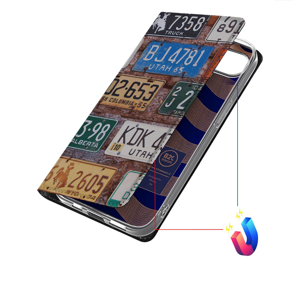 Apple iPhone 16e Stand Case Kentekenplaten kentekenplaten ontwerp voorkant