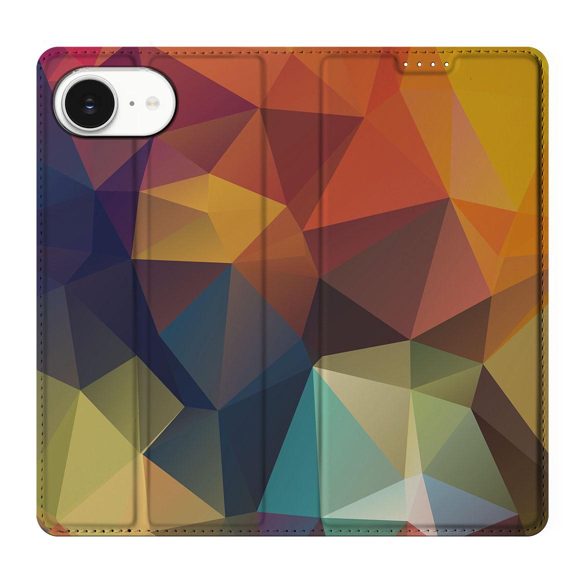 Apple iPhone 16e Stand Case Polygon Color design geometrische kleuren