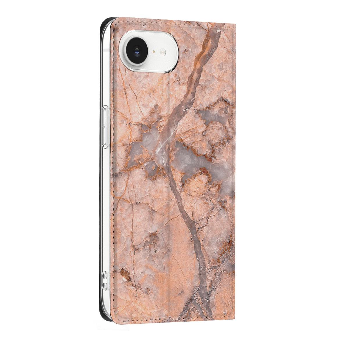 Apple iPhone 16e Standcase Marmer Oranje hoesje design oranje marmer aanzicht