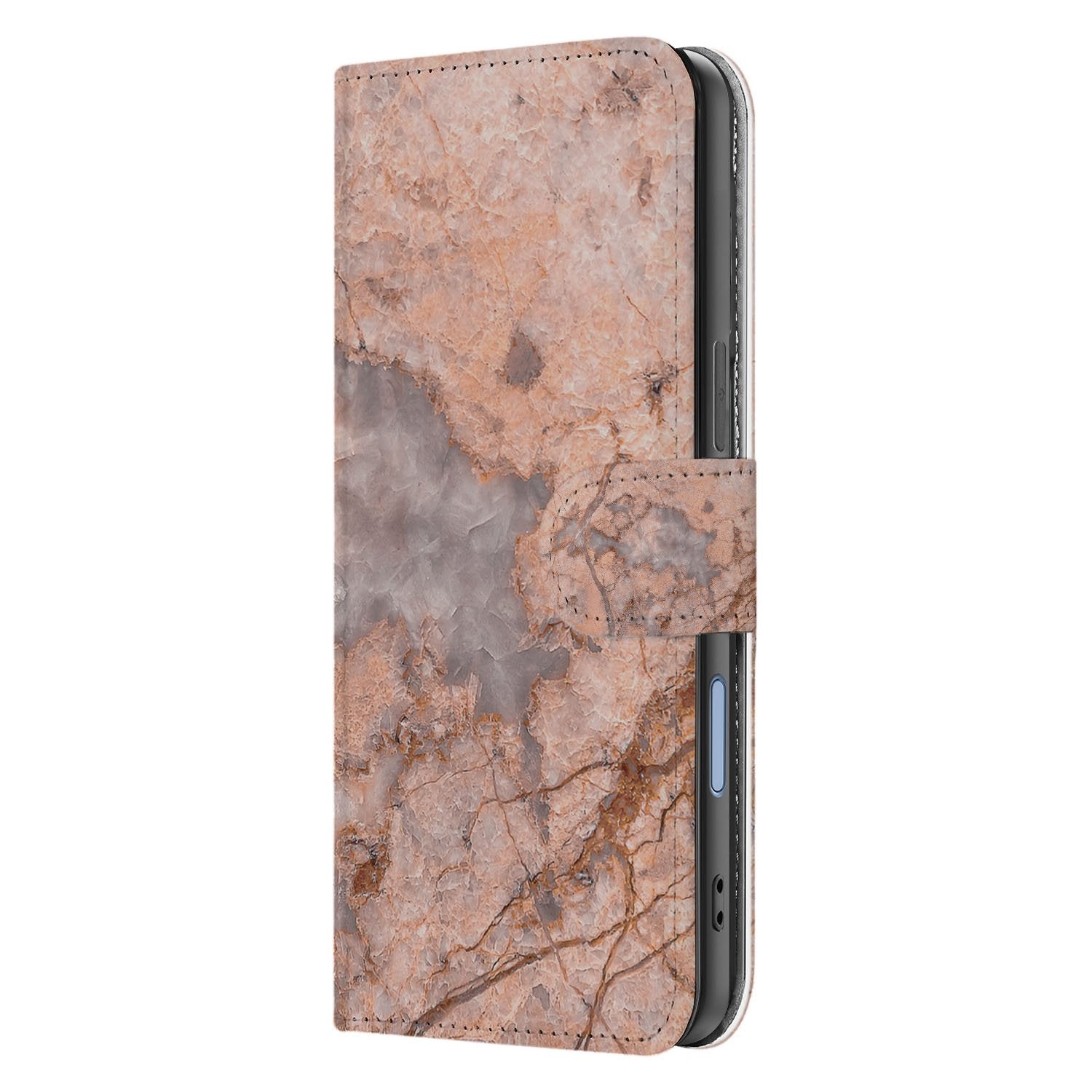 Apple iPhone 17 Bookcase Hoes Marmer Oranje Met Pasjes boekhoes marmer oranje voorkant