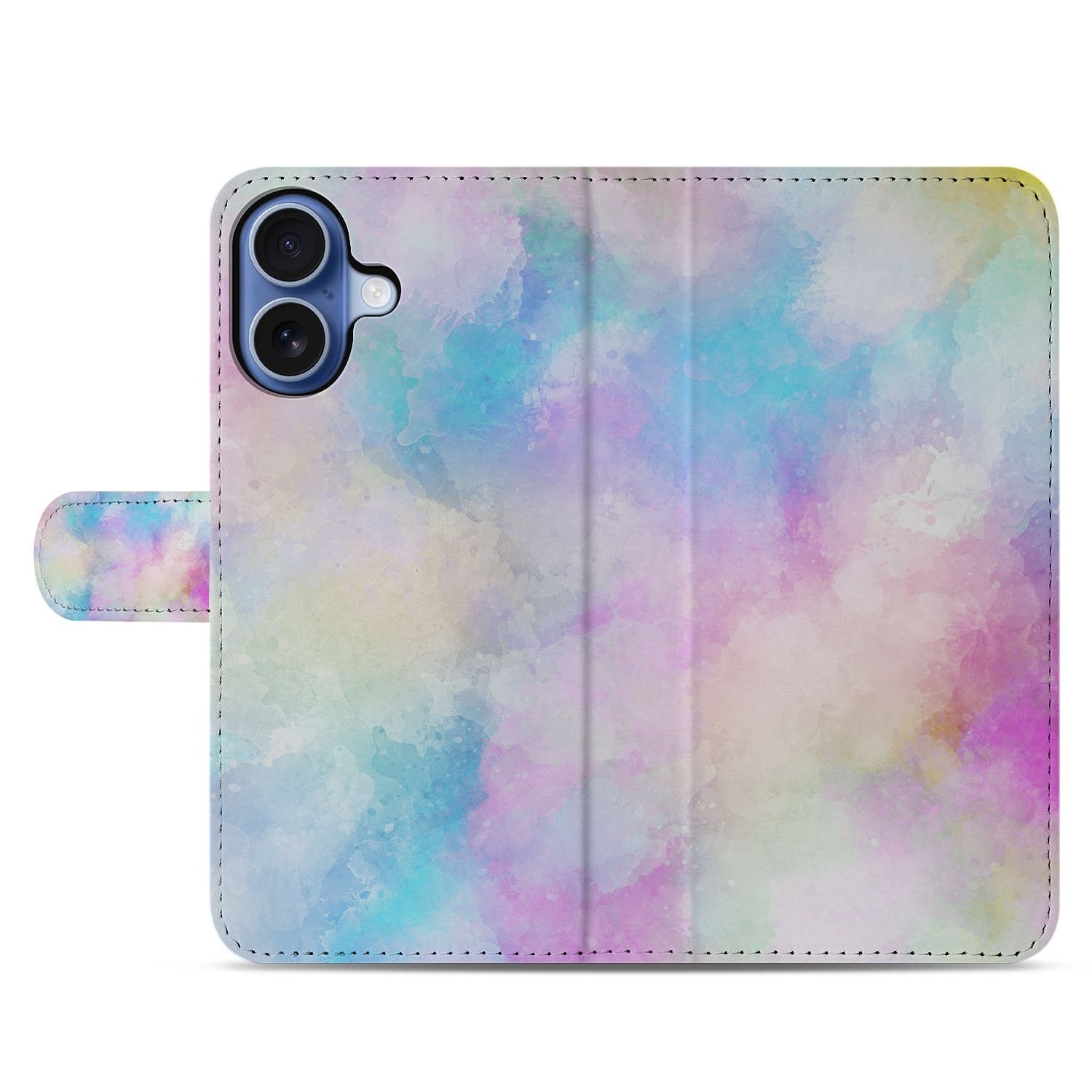 Apple iPhone 17 Bookcase Hoesje Met Pasjeshouder Watercolor Light pastel waterverf ontwerp voorkant