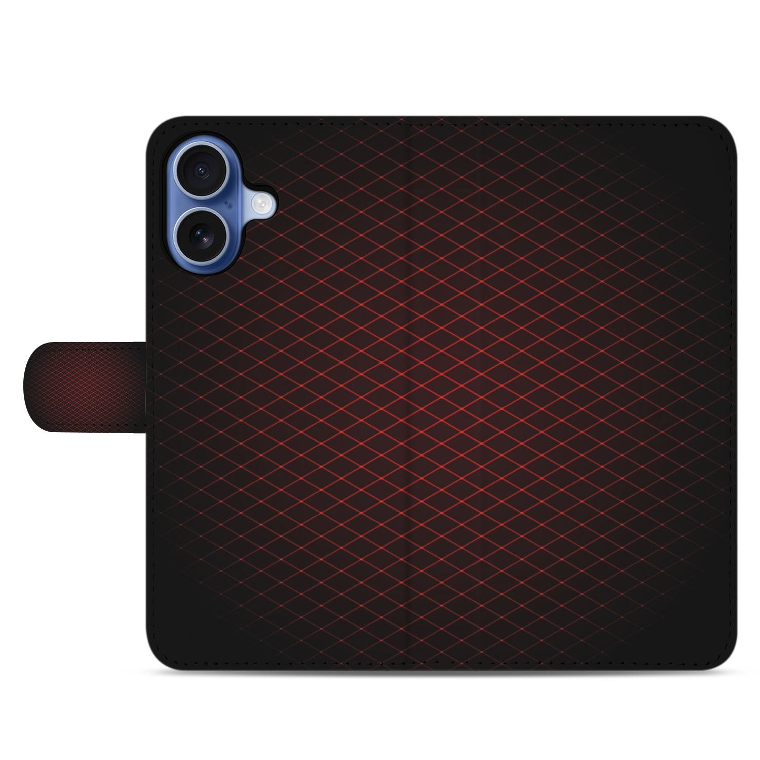 Apple iPhone 17 Hoesje Bookcase Geruit Rood Met 3 Pasjes geruit design achteraanzicht