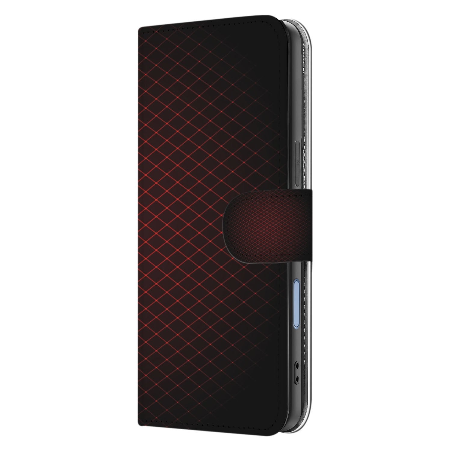 Apple iPhone 17 Hoesje Bookcase Geruit Rood Met 3 Pasjes designnaam zijaanzicht