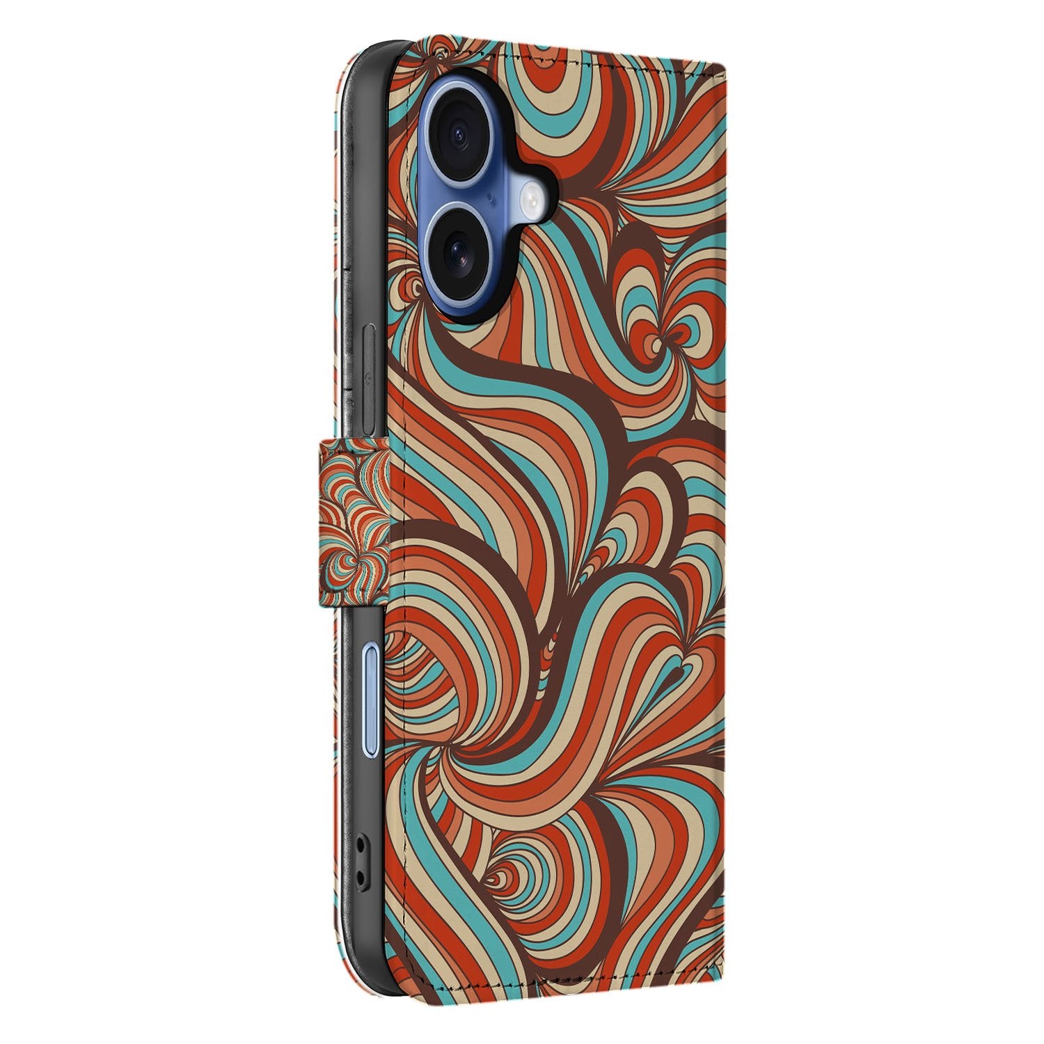 Apple iPhone 17 Hoesje Retro Met Pasjes En Magnetische Sluiting Retro Book Case zijaanzicht