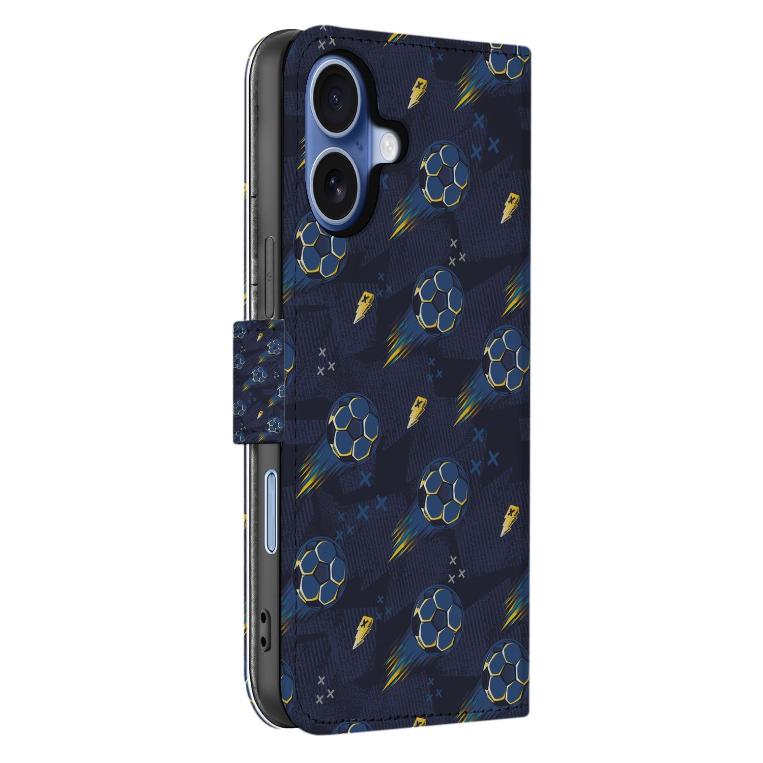 Apple iPhone 17 hoesje Voetbal Design PU Leer Met 3 Pasjes aanzicht