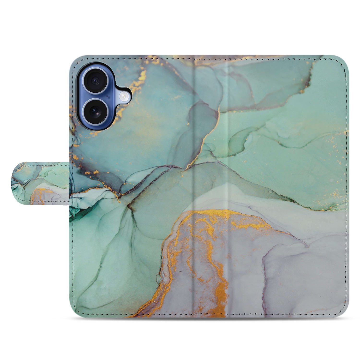 Apple iPhone 17 Hoesje Watercolor Mix PU-Leer Met 3 Pasjes Sluitlipje watercolor mix boek case voorkant
