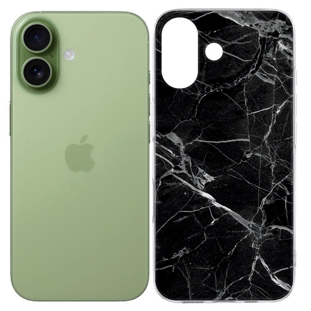 Apple iPhone 17 Softcase Back cover Marmer Zwart
