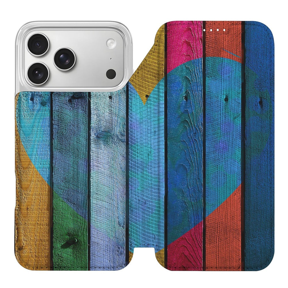 Apple iPhone 17 Pro Flip Style Cover Wood Heart flip cover hart hout kleur