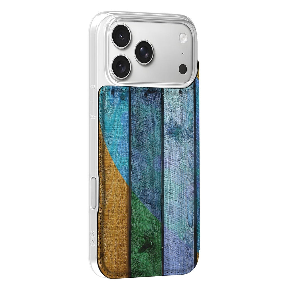 Apple iPhone 17 Pro Flip Style Cover Wood Heart zijaanzicht kleurrijk design